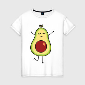 Женская футболка хлопок с принтом Милое авокадо в Кировске, 100% хлопок | прямой крой, круглый вырез горловины, длина до линии бедер, слегка спущенное плечо | авокадо | милое