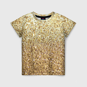 Детская футболка 3D с принтом Блёстки в Кировске, 100% гипоаллергенный полиэфир | прямой крой, круглый вырез горловины, длина до линии бедер, чуть спущенное плечо, ткань немного тянется | блеск | блёстки | блестяшки | золото
