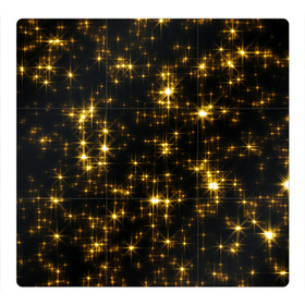 Магнитный плакат 3Х3 с принтом Золотые звёзды в Кировске, Полимерный материал с магнитным слоем | 9 деталей размером 9*9 см | блеск | звёзды | золото | ночь | сияние | темнота | черный