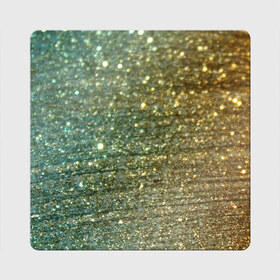 Магнит виниловый Квадрат с принтом Бирюзовый блеск в Кировске, полимерный материал с магнитным слоем | размер 9*9 см, закругленные углы | Тематика изображения на принте: бирюзовый | блеск | блестящая пыль | зелёный | стразы
