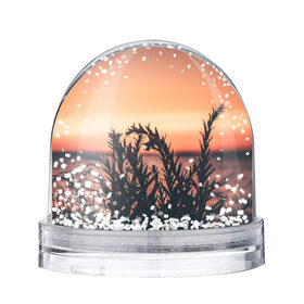 Снежный шар с принтом Трава растение закат силуэт в Кировске, Пластик | Изображение внутри шара печатается на глянцевой фотобумаге с двух сторон | закат | кусты | лето | на каждый день | природа | рассвет | растение | свет | силуэт