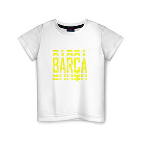 Детская футболка хлопок с принтом FC Barcelona | BARCA (2021) в Кировске, 100% хлопок | круглый вырез горловины, полуприлегающий силуэт, длина до линии бедер | Тематика изображения на принте: 0x000000123 | barca | barcelona | fcb | messi | барса | барселона | фкб