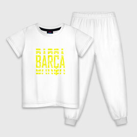 Детская пижама хлопок с принтом FC Barcelona | BARCA (2021) в Кировске, 100% хлопок |  брюки и футболка прямого кроя, без карманов, на брюках мягкая резинка на поясе и по низу штанин
 | 0x000000123 | barca | barcelona | fcb | messi | барса | барселона | фкб