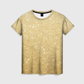 Женская футболка 3D с принтом Золотой песок в Кировске, 100% полиэфир ( синтетическое хлопкоподобное полотно) | прямой крой, круглый вырез горловины, длина до линии бедер | блеск | блёстки | золото | песок | розовое золото | розовый | сияние | стразы