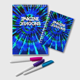 Блокнот с принтом IMAGINE DRAGONS в Кировске, 100% бумага | 48 листов, плотность листов — 60 г/м2, плотность картонной обложки — 250 г/м2. Листы скреплены удобной пружинной спиралью. Цвет линий — светло-серый
 | dan reynolds | imagine dragons | rock | дэн рейнольдс | рок