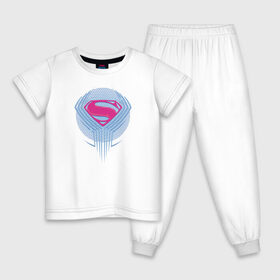 Детская пижама хлопок с принтом Superman в Кировске, 100% хлопок |  брюки и футболка прямого кроя, без карманов, на брюках мягкая резинка на поясе и по низу штанин
 | justice league movie (2017) | superman | vdpartat | знак | лига справедливости | логотип | супермен