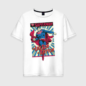 Женская футболка хлопок Oversize с принтом The last son of Krypton в Кировске, 100% хлопок | свободный крой, круглый ворот, спущенный рукав, длина до линии бедер
 | man | steel | superman | vdzajul | супермен | супермэн