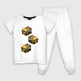Детская пижама хлопок с принтом minecraft bee в Кировске, 100% хлопок |  брюки и футболка прямого кроя, без карманов, на брюках мягкая резинка на поясе и по низу штанин
 | майнкрафт | пчела