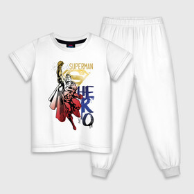 Детская пижама хлопок с принтом HERO в Кировске, 100% хлопок |  брюки и футболка прямого кроя, без карманов, на брюках мягкая резинка на поясе и по низу штанин
 | man | steel | superman | vdzajul | супермен | супермэн