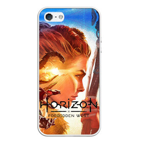 Чехол для iPhone 5/5S матовый с принтом Horizon Forbidden West в Кировске, Силикон | Область печати: задняя сторона чехла, без боковых панелей | aloy | guerrilla games | horizon forbidden west | hunt | zero dawn | горизонт | запретный запад | игры | нулевой рассвет | охота | элой