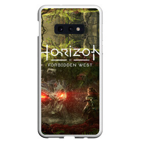 Чехол для Samsung S10E с принтом Horizon Forbidden West в Кировске, Силикон | Область печати: задняя сторона чехла, без боковых панелей | Тематика изображения на принте: aloy | guerrilla games | horizon forbidden west | hunt | zero dawn | горизонт | запретный запад | игры | нулевой рассвет | охота | элой