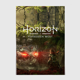 Постер с принтом Horizon Forbidden West в Кировске, 100% бумага
 | бумага, плотность 150 мг. Матовая, но за счет высокого коэффициента гладкости имеет небольшой блеск и дает на свету блики, но в отличии от глянцевой бумаги не покрыта лаком | aloy | guerrilla games | horizon forbidden west | hunt | zero dawn | горизонт | запретный запад | игры | нулевой рассвет | охота | элой