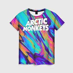 Женская футболка 3D с принтом ARCTIC MONKEYS в Кировске, 100% полиэфир ( синтетическое хлопкоподобное полотно) | прямой крой, круглый вырез горловины, длина до линии бедер | alex turner | arctic monkeys | rock | алекс тернер | арктик манкис | рок