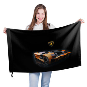 Флаг 3D с принтом Lamborghini в Кировске, 100% полиэстер | плотность ткани — 95 г/м2, размер — 67 х 109 см. Принт наносится с одной стороны | bolide | car | italy | lamborghini | motorsport | power.prestige | автомобиль | автоспорт | болид | италия | ламборгини | мощь | престиж