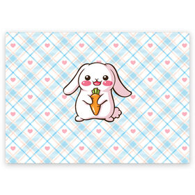 Поздравительная открытка с принтом Милый зайка в Кировске, 100% бумага | плотность бумаги 280 г/м2, матовая, на обратной стороне линовка и место для марки
 | Тематика изображения на принте: веган | вегетарианец | животное | зайцы | зайчик | зайчонок | заяц | кролик | кроль | крольчонок | овощи | пушистик