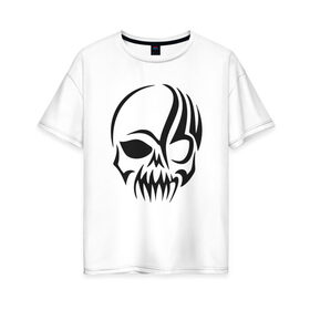 Женская футболка хлопок Oversize с принтом череп в Кировске, 100% хлопок | свободный крой, круглый ворот, спущенный рукав, длина до линии бедер
 | белый | кости | мертвец | череп | черный