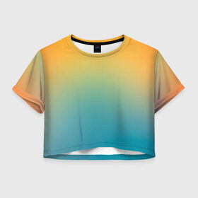 Женская футболка Crop-top 3D с принтом Мягкий летний градиент в Кировске, 100% полиэстер | круглая горловина, длина футболки до линии талии, рукава с отворотами | градиент | для всех | желтый | зеленый | летний | на каждый день | обычный | переход | повседневный | яркий