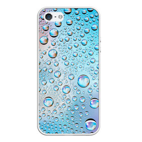 Чехол для iPhone 5/5S матовый с принтом Капли голубой роса стекло вода в Кировске, Силикон | Область печати: задняя сторона чехла, без боковых панелей | вода | градиент | для всех | дождь | капли | летний | на каждый день | обычный | окно | поверхность | повседневный | размытость | роса | стекло