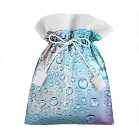 Подарочный 3D мешок с принтом Капли голубой роса стекло вода в Кировске, 100% полиэстер | Размер: 29*39 см | вода | градиент | для всех | дождь | капли | летний | на каждый день | обычный | окно | поверхность | повседневный | размытость | роса | стекло