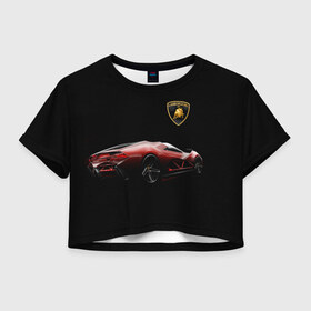 Женская футболка Crop-top 3D с принтом Lamborghini в Кировске, 100% полиэстер | круглая горловина, длина футболки до линии талии, рукава с отворотами | bolide | car | italy | lamborghini | motorsport | power.prestige | автомобиль | автоспорт | болид | италия | ламборгини | мощь | престиж