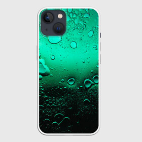 Чехол для iPhone 13 с принтом Зеленые капли клетки в Кировске,  |  | биология | вода | градиент | для всех | дождь | капли | клетки | летний | на каждый день | обычный | окно | поверхность | повседневный | размытость | роса | стекло