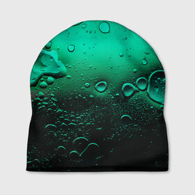 Шапка 3D с принтом Зеленые капли клетки в Кировске, 100% полиэстер | универсальный размер, печать по всей поверхности изделия | биология | вода | градиент | для всех | дождь | капли | клетки | летний | на каждый день | обычный | окно | поверхность | повседневный | размытость | роса | стекло
