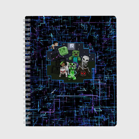 Тетрадь с принтом Minecraft Майнкрафт в Кировске, 100% бумага | 48 листов, плотность листов — 60 г/м2, плотность картонной обложки — 250 г/м2. Листы скреплены сбоку удобной пружинной спиралью. Уголки страниц и обложки скругленные. Цвет линий — светло-серый
 | craft | creeper | game | mine | minecraft | pixel | roblox | блоки | грифер | игры | квадраты | компьютерная игра | крипер | маинкрафт | майн | майнкравт | майнкрафт | маркус перссон | пиксель | роблокс | шахта