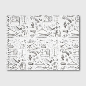 Альбом для рисования с принтом для швеи в Кировске, 100% бумага
 | матовая бумага, плотность 200 мг. | Тематика изображения на принте: handmade | иголка | инструменты для шитья | хэндмэйд | швея | шить