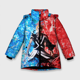 Зимняя куртка для девочек 3D с принтом Bleach Kurosaki Ichigo в Кировске, ткань верха — 100% полиэстер; подклад — 100% полиэстер, утеплитель — 100% полиэстер. | длина ниже бедра, удлиненная спинка, воротник стойка и отстегивающийся капюшон. Есть боковые карманы с листочкой на кнопках, утяжки по низу изделия и внутренний карман на молнии. 

Предусмотрены светоотражающий принт на спинке, радужный светоотражающий элемент на пуллере молнии и на резинке для утяжки. | Тематика изображения на принте: anime | bleach | fire | kurosaki ichigo | аниме | огонь | потерялся