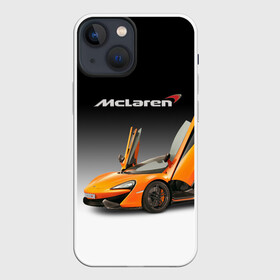 Чехол для iPhone 13 mini с принтом McLaren в Кировске,  |  | Тематика изображения на принте: bolide | car | mclaren | motorsport | power | prestige | автомобиль | автоспорт | болид | мощь | престиж