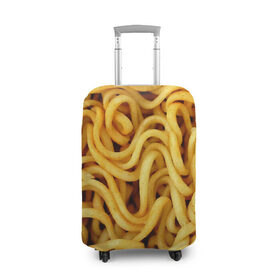 Чехол для чемодана 3D с принтом Лапша в Кировске, 86% полиэфир, 14% спандекс | двустороннее нанесение принта, прорези для ручек и колес | доширак | еда | желтый | лапша | пища