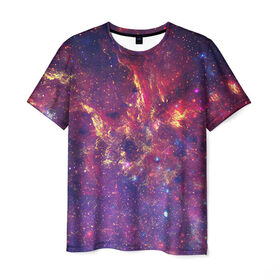 Мужская футболка 3D с принтом Огненный разлом в Кировске, 100% полиэфир | прямой крой, круглый вырез горловины, длина до линии бедер | арт | желтый | звёзды | космос | красный | облако | синий | сияние | фиолетовый | яркие цвета