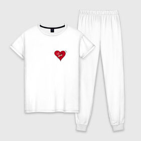 Женская пижама хлопок с принтом Love/Lost в Кировске, 100% хлопок | брюки и футболка прямого кроя, без карманов, на брюках мягкая резинка на поясе и по низу штанин | 