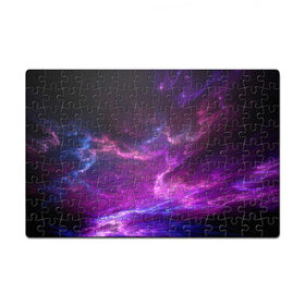 Пазл магнитный 126 элементов с принтом Космическое небо в Кировске, полимерный материал с магнитным слоем | 126 деталей, размер изделия —  180*270 мм | арт | звёзды | космос | облако | розовый | синий | сияние | туманность | фиолетовый | яркие цвета