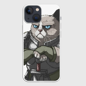 Чехол для iPhone 13 mini с принтом Grumpy Cat в Кировске,  |  | grumpy cat | грустный кот | доспехи | кот | кот в доспехах | кот воин | кот рыцарь | суровый кот