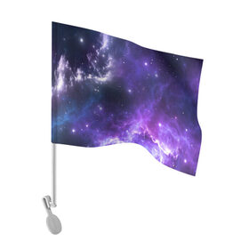 Флаг для автомобиля с принтом Космическое небо в Кировске, 100% полиэстер | Размер: 30*21 см | арт | белый | бирюзовый | звёзды | космос | облако | розовый | синий | сияние | тёмный | туманность | фиолетовый | яркие цвета