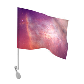 Флаг для автомобиля с принтом Космическое небо в Кировске, 100% полиэстер | Размер: 30*21 см | арт | желтый | звёзды | космос | облако | оранжевый | розовый | сияние | туманность | фиолетовый | яркие цвета