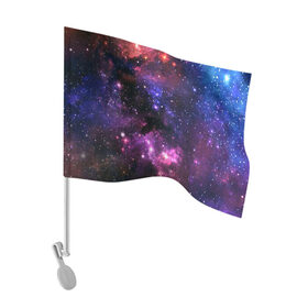 Флаг для автомобиля с принтом Космическое небо в Кировске, 100% полиэстер | Размер: 30*21 см | арт | звёзды | космос | красный | облако | розовый | синий | сияние | темный | туманность | фиолетовый | яркие цвета