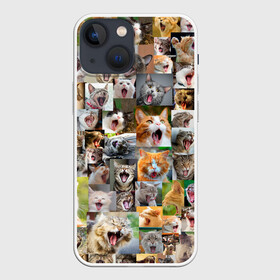 Чехол для iPhone 13 mini с принтом Неко ахегао цвет в Кировске,  |  | cat | mew | аниме | ахегао | зевок | котейки | кошки | мяу | неко | няшность | потерялся | сон