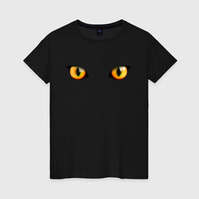 Женская футболка хлопок с принтом КОШАЧЬИ ГЛАЗКИ в Кировске, 100% хлопок | прямой крой, круглый вырез горловины, длина до линии бедер, слегка спущенное плечо | взгляд | глаза | животные | кот | котенок | кошка
