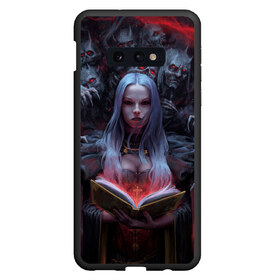 Чехол для Samsung S10E с принтом Demonic book в Кировске, Силикон | Область печати: задняя сторона чехла, без боковых панелей | book | deads | demon | demoness | demonic | demonical | demons | devil | the demon book | witch | ведьма | демон | демоница | демонический | демоны | дьявол | дьяволица | книга | колдунья | мертвецы | череп