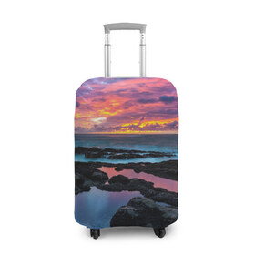Чехол для чемодана 3D с принтом Закат в Кировске, 86% полиэфир, 14% спандекс | двустороннее нанесение принта, прорези для ручек и колес | вечер | вода | волна | волны | восход | горизонт | запад | капли | крабы | луна | море | небо | ночь | облака | океан | оранжевая | оранжевый | остров | пейзаж | пляж | радуга | ракушки | рассвет | синий