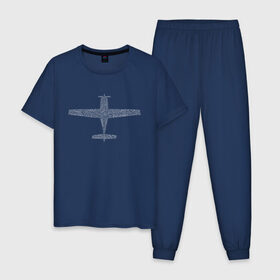 Мужская пижама хлопок с принтом Cirrus - авиационный алфавит в Кировске, 100% хлопок | брюки и футболка прямого кроя, без карманов, на брюках мягкая резинка на поясе и по низу штанин
 | авиация | самолет | цирус