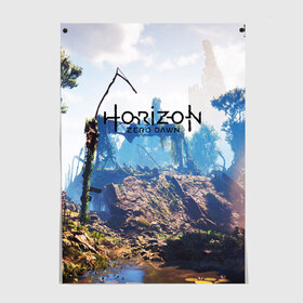 Постер с принтом Horizon Zero Dawn в Кировске, 100% бумага
 | бумага, плотность 150 мг. Матовая, но за счет высокого коэффициента гладкости имеет небольшой блеск и дает на свету блики, но в отличии от глянцевой бумаги не покрыта лаком | aloy | antasy girl | art | artwork | digital art | fantasy | horizon | horizon: zero dawn | landscape | tallneck | warrior fantasy | weapon | zero dawn