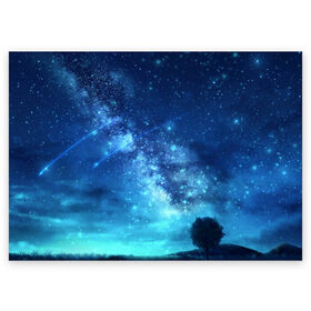 Поздравительная открытка с принтом Синяя Небо в Кировске, 100% бумага | плотность бумаги 280 г/м2, матовая, на обратной стороне линовка и место для марки
 | blue | sky | звездное небо | звезды | космическое | красота | небо | ночь | синий