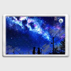 Магнит 45*70 с принтом Ночное  Небо в Кировске, Пластик | Размер: 78*52 мм; Размер печати: 70*45 | Тематика изображения на принте: blue | sky | башни | звездное небо | звезды | космическое | красота | небо | ночь | синий