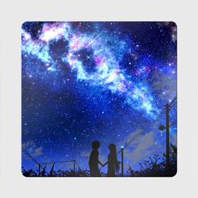 Магнит виниловый Квадрат с принтом Ночное  Небо в Кировске, полимерный материал с магнитным слоем | размер 9*9 см, закругленные углы | Тематика изображения на принте: blue | sky | башни | звездное небо | звезды | космическое | красота | небо | ночь | синий