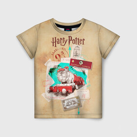 Детская футболка 3D с принтом Harry Potter Hogwarts Express в Кировске, 100% гипоаллергенный полиэфир | прямой крой, круглый вырез горловины, длина до линии бедер, чуть спущенное плечо, ткань немного тянется | harry potter | kings cross station | vdosadir | вокзал кингс кросс | гарри поттер | джоан роулинг | платформа