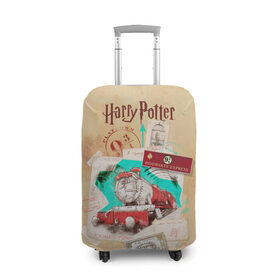 Чехол для чемодана 3D с принтом Harry Potter Hogwarts Express в Кировске, 86% полиэфир, 14% спандекс | двустороннее нанесение принта, прорези для ручек и колес | harry potter | kings cross station | vdosadir | вокзал кингс кросс | гарри поттер | джоан роулинг | платформа