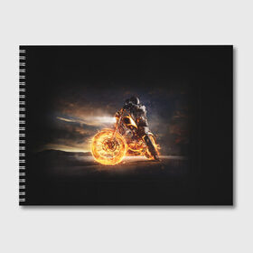 Альбом для рисования с принтом Flame в Кировске, 100% бумага
 | матовая бумага, плотность 200 мг. | fire | flame | helmet | motorcycle | night | racer | гонщик | мотоцикл | ночь | огонь | пламя | шлем